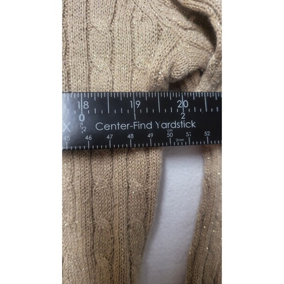 Laura Scott Gold Shimmer M Cable Knit Button Front Cardigan Sweater Womens XL - Picture 5 of 6